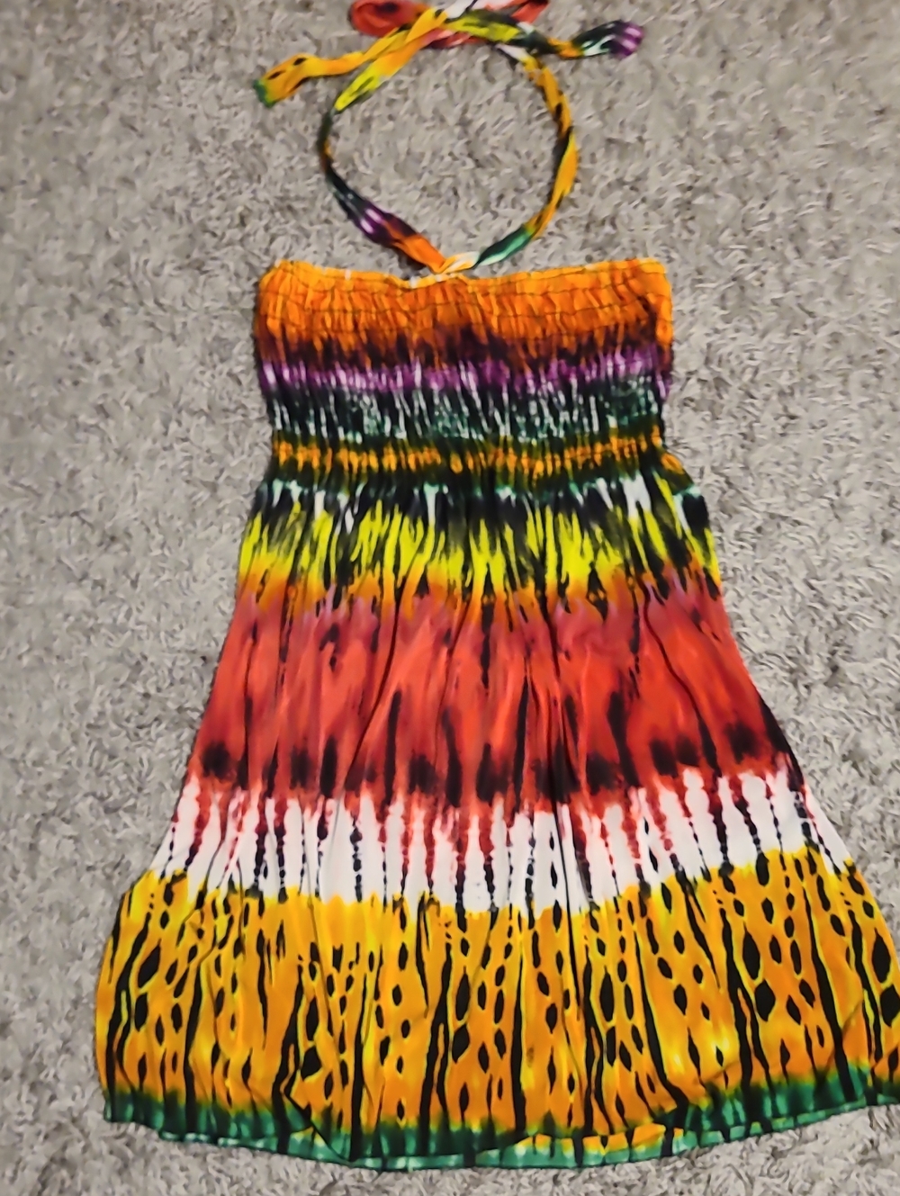 Just Love Smocked Halter Dress in Vibrant Orange Print